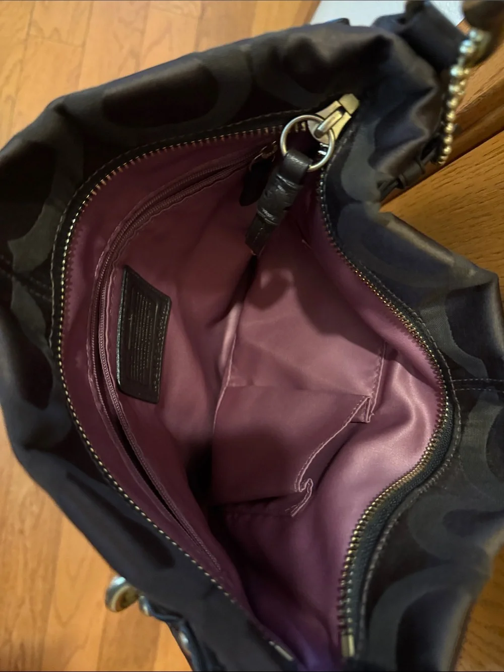Coach Signature Op Art Hobo Handbag, Brown